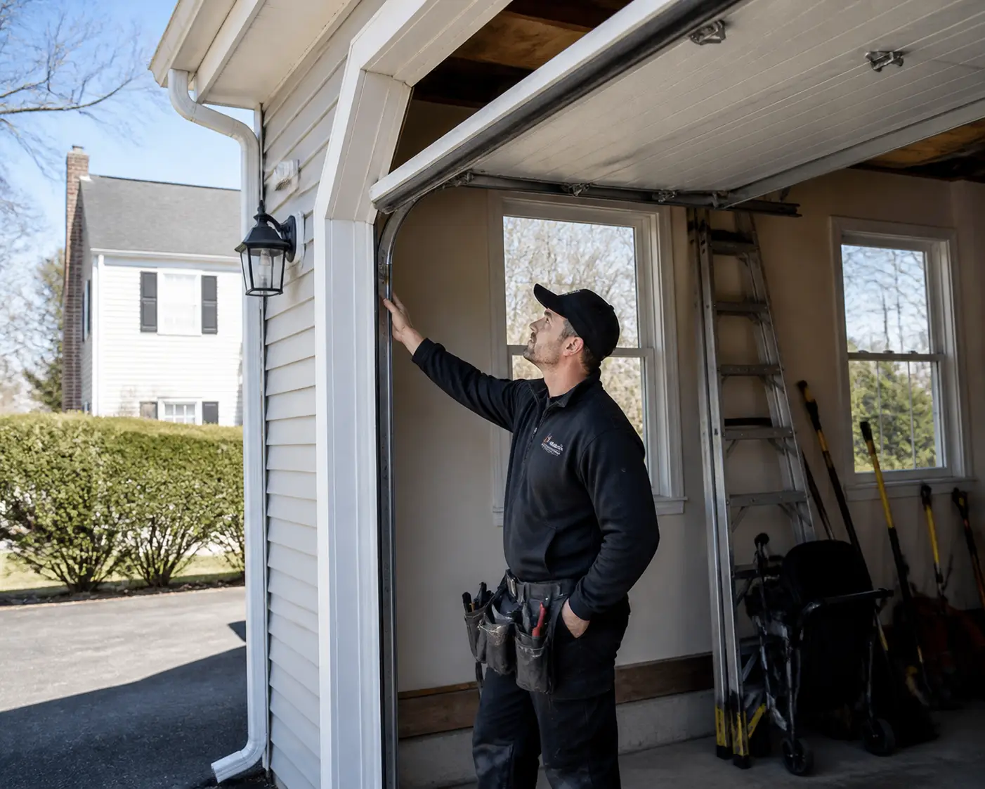 a residential garage door on a suburban.webp